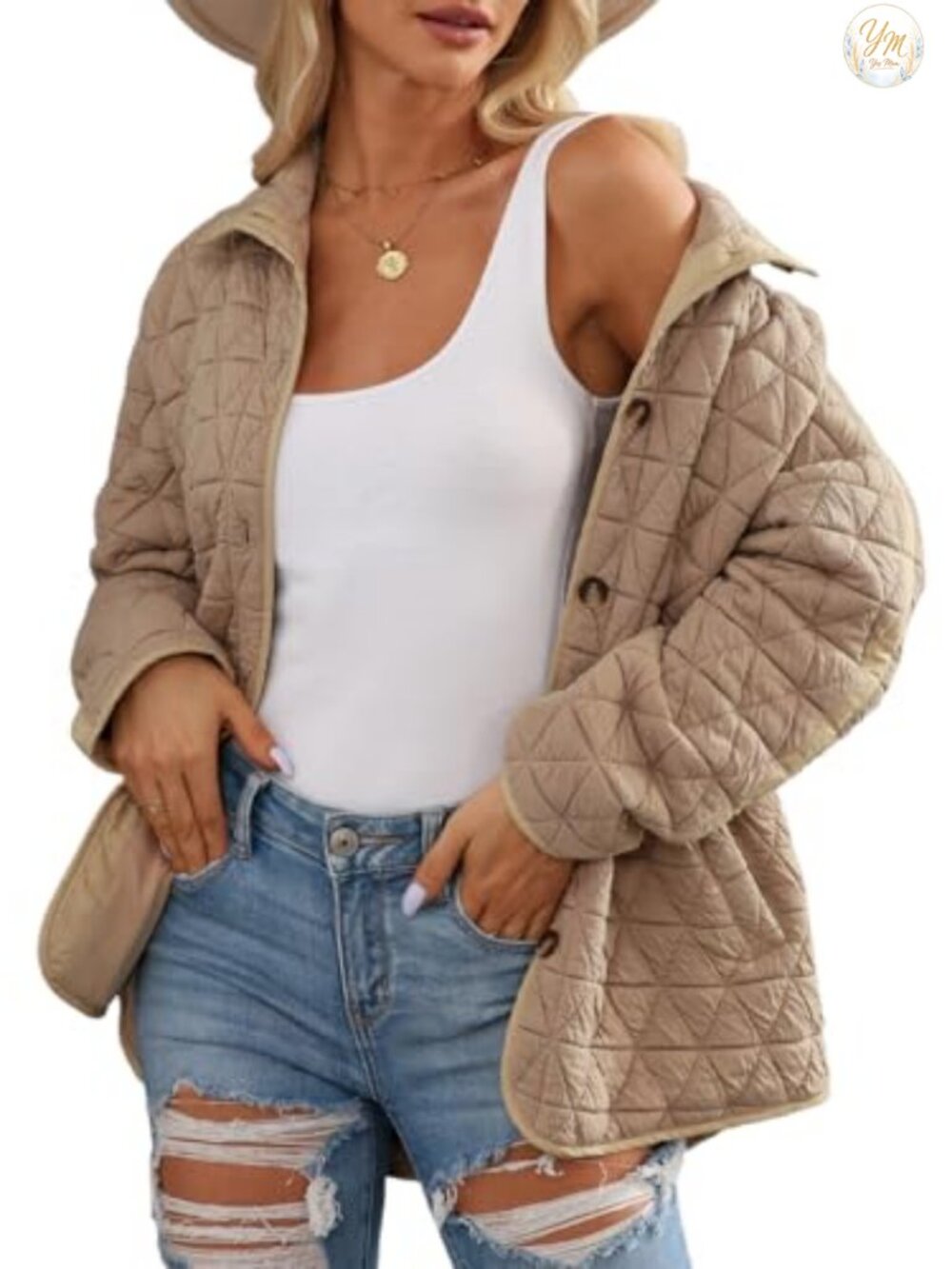 EVALESS Lightweight Diamond Quilted Jacket Women Casual Puffer Coat Fall Winter